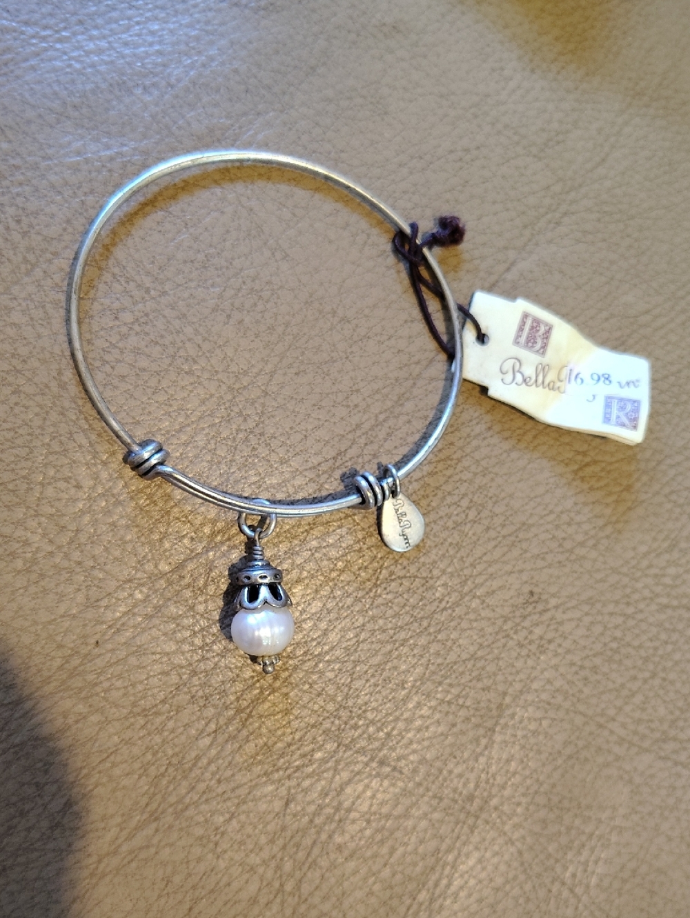 Bella Ryann Adjustable Bangle With Pearl Charm